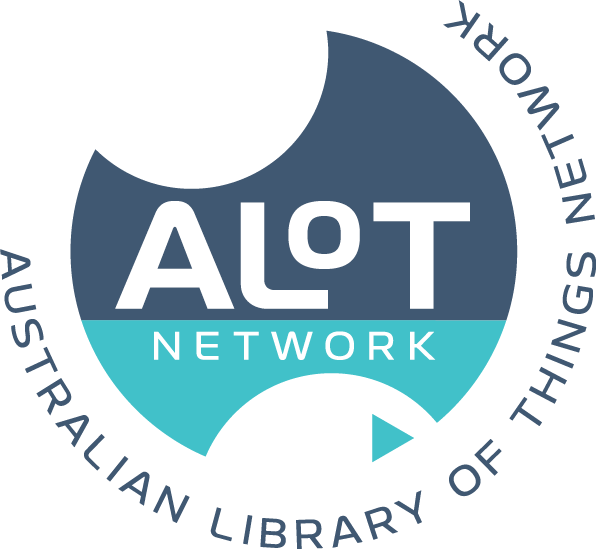 Australian Library of Things Network logo featuring the text “ALoT Network” inside a circular blue and teal design.